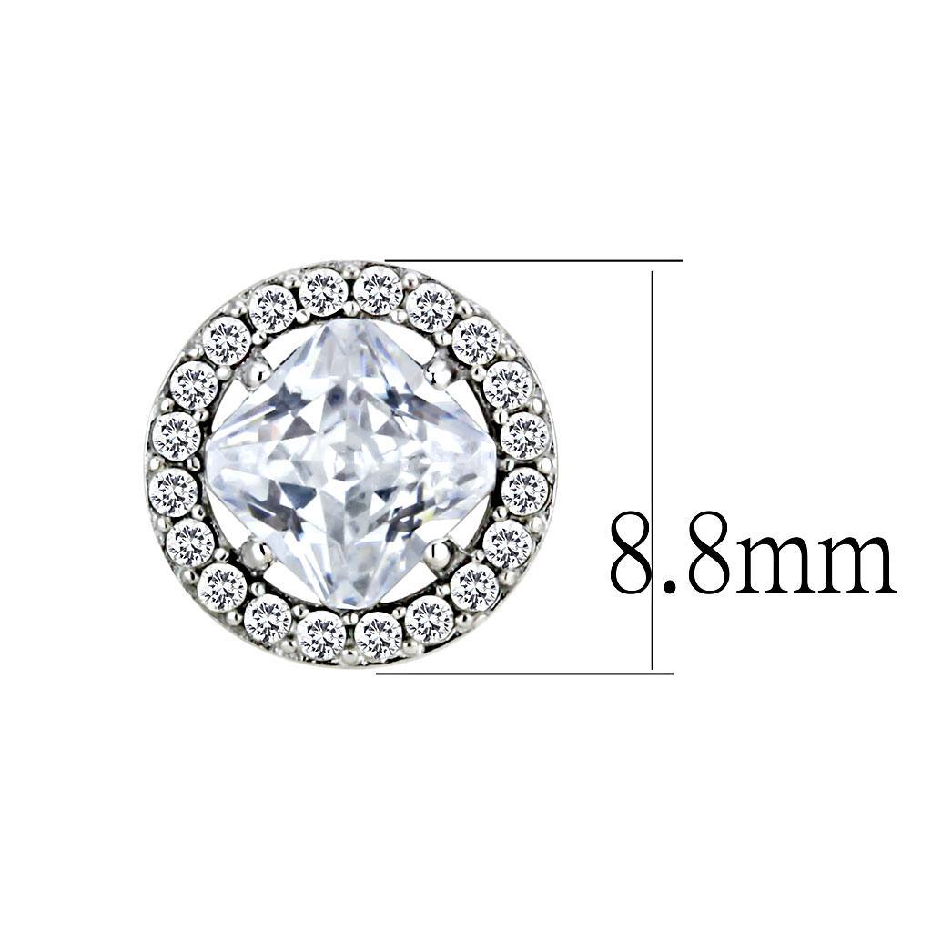 DA295 - High polished (no plating) Stainless Steel Earrings with AAA Grade CZ  in Clear LuxuryLifeWay Online Store