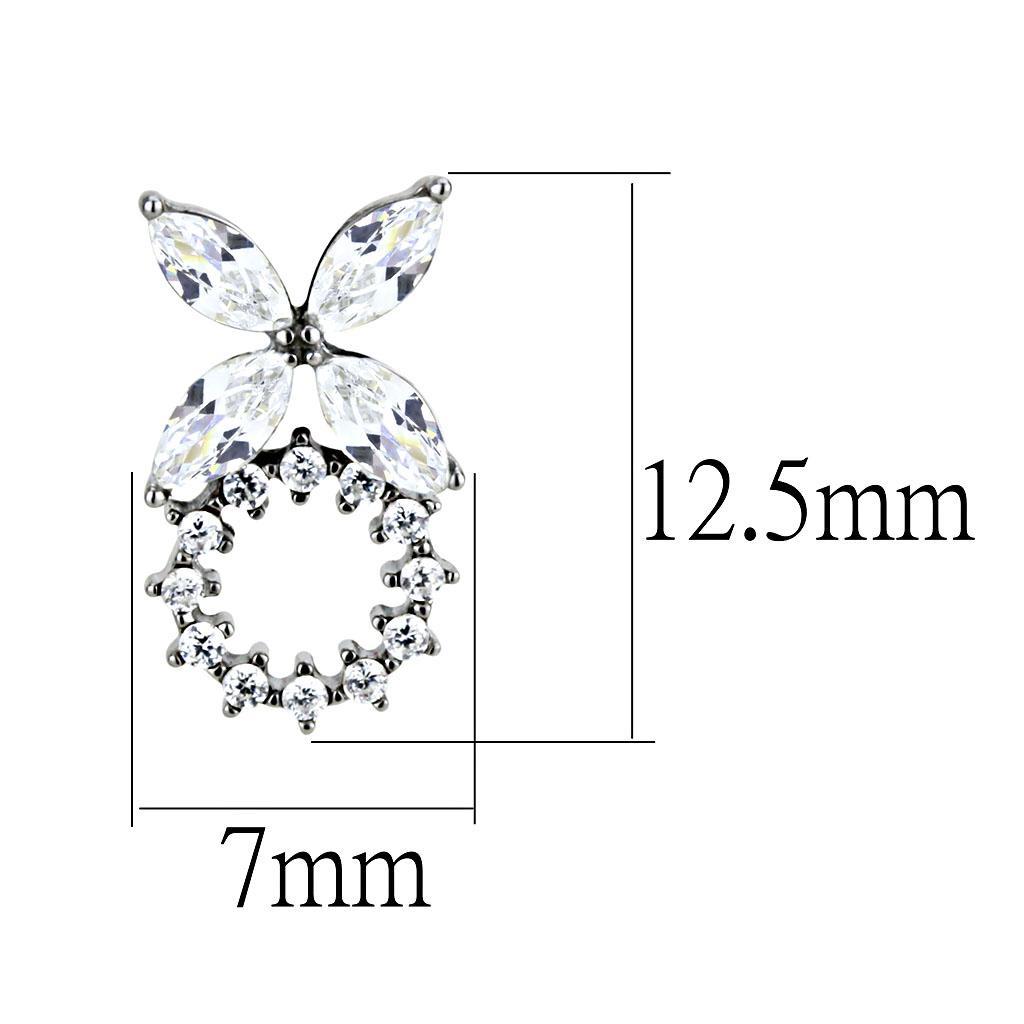 DA296 - High polished (no plating) Stainless Steel Earrings with AAA Grade CZ  in Clear LuxuryLifeWay Online Store