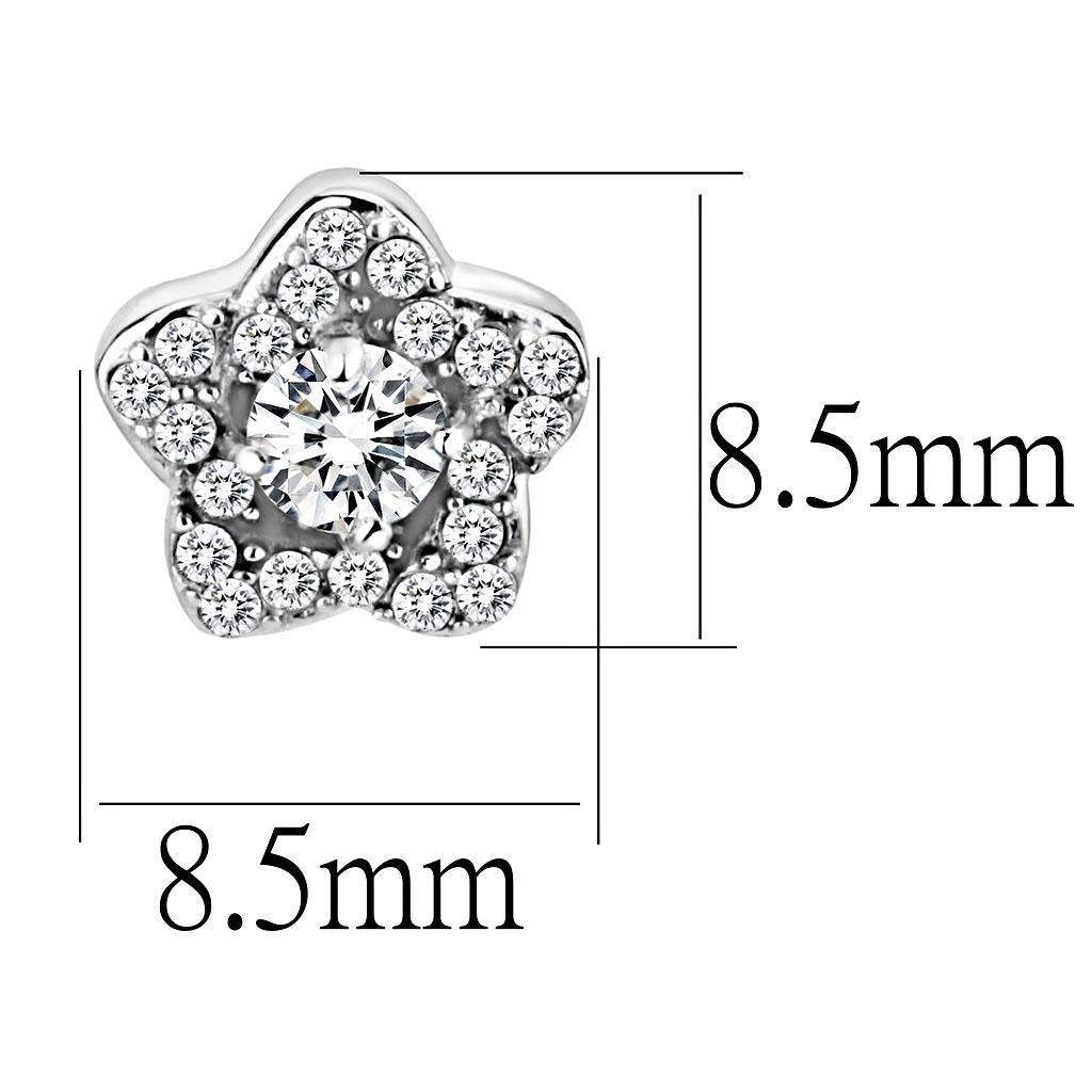 DA297 - High polished (no plating) Stainless Steel Earrings with AAA Grade CZ  in Clear LuxuryLifeWay Online Store