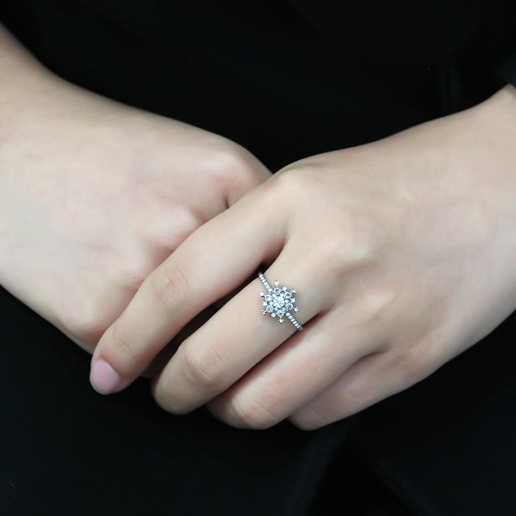 DA317 - No Plating Stainless Steel Ring with AAA Grade CZ  in Clear LuxuryLifeWay Online Store