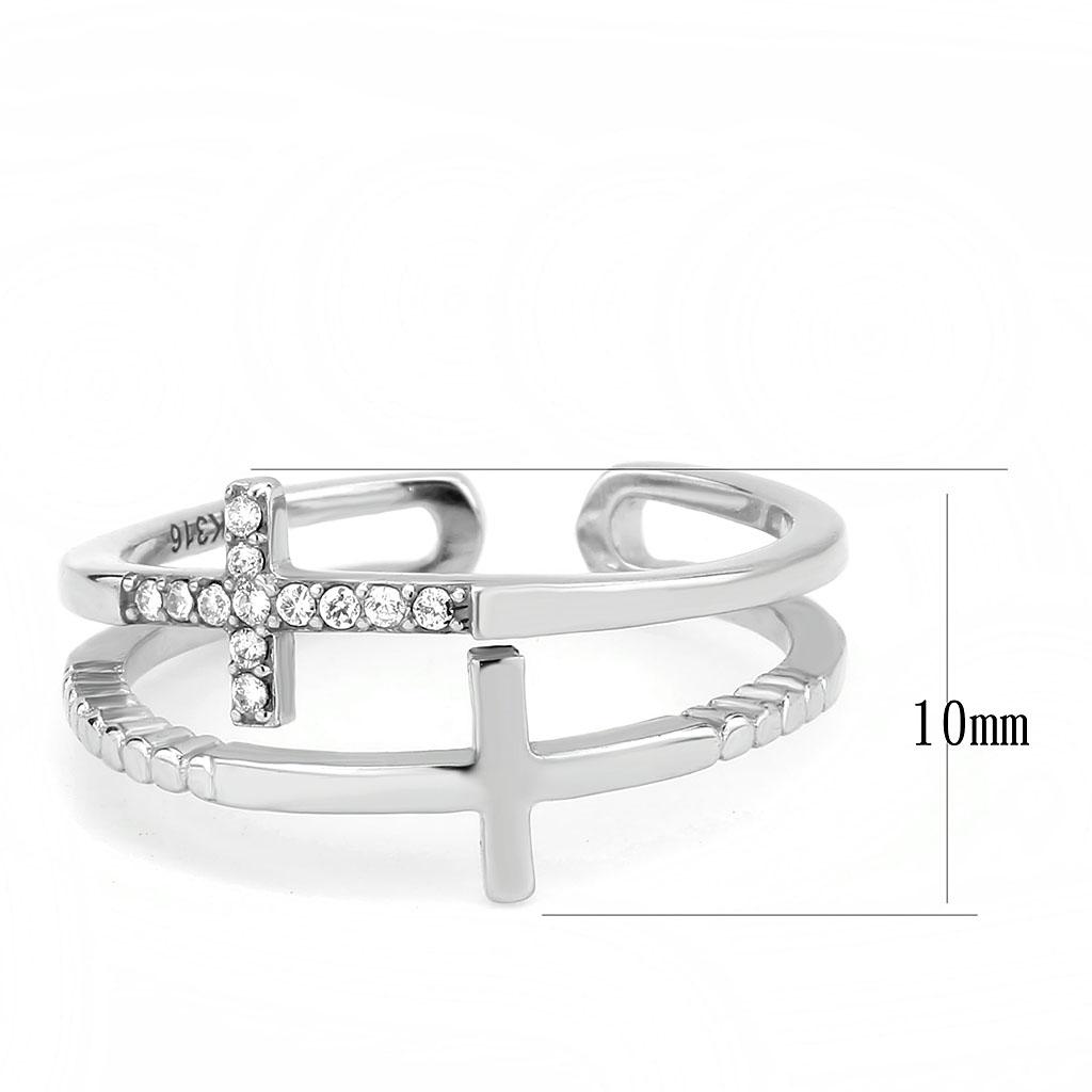 DA319 - No Plating Stainless Steel Ring with AAA Grade CZ  in Clear LuxuryLifeWay Online Store