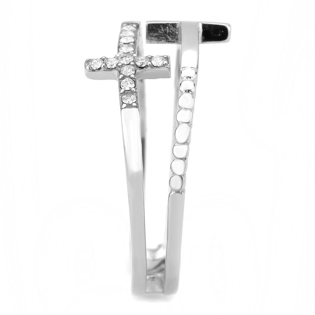DA319 - No Plating Stainless Steel Ring with AAA Grade CZ  in Clear LuxuryLifeWay Online Store
