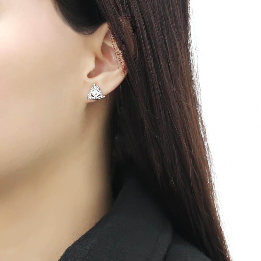 DA328 - No Plating Stainless Steel Earrings with AAA Grade CZ  in Clear LuxuryLifeWay Online Store