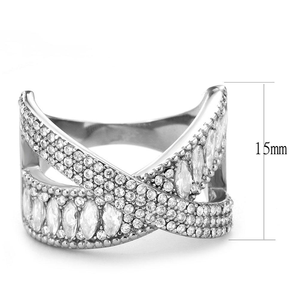 DA361 - High polished (no plating) Stainless Steel Ring with AAA Grade CZ  in Clear LuxuryLifeWay Online Store