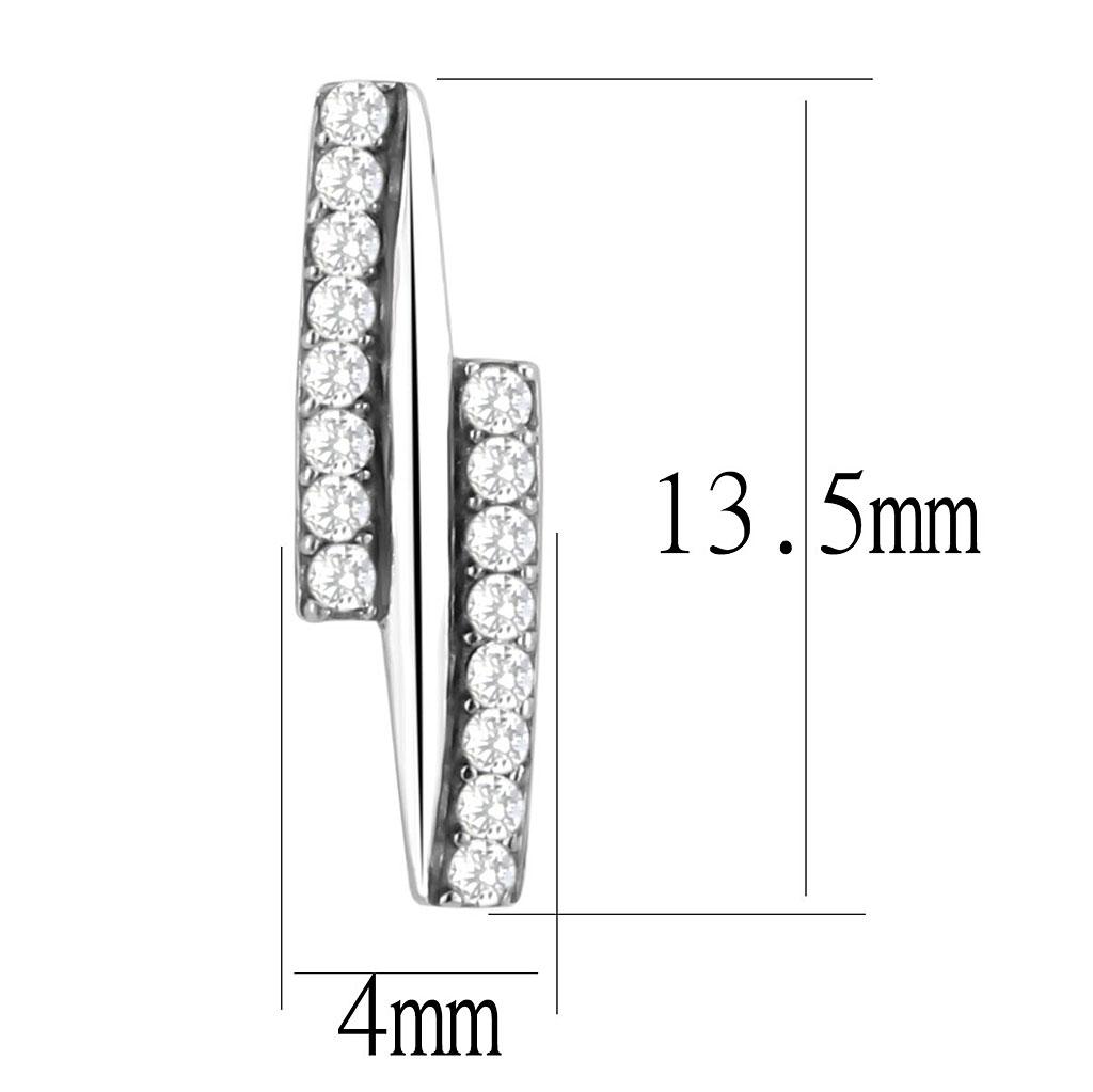 DA369 - High polished (no plating) Stainless Steel Earrings with AAA Grade CZ  in Clear LuxuryLifeWay Online Store