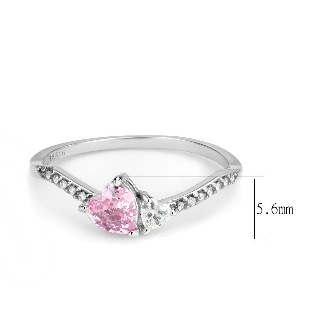 DA384 - High polished (no plating) Stainless Steel Ring with AAA Grade CZ  in Rose LuxuryLifeWay Online Store