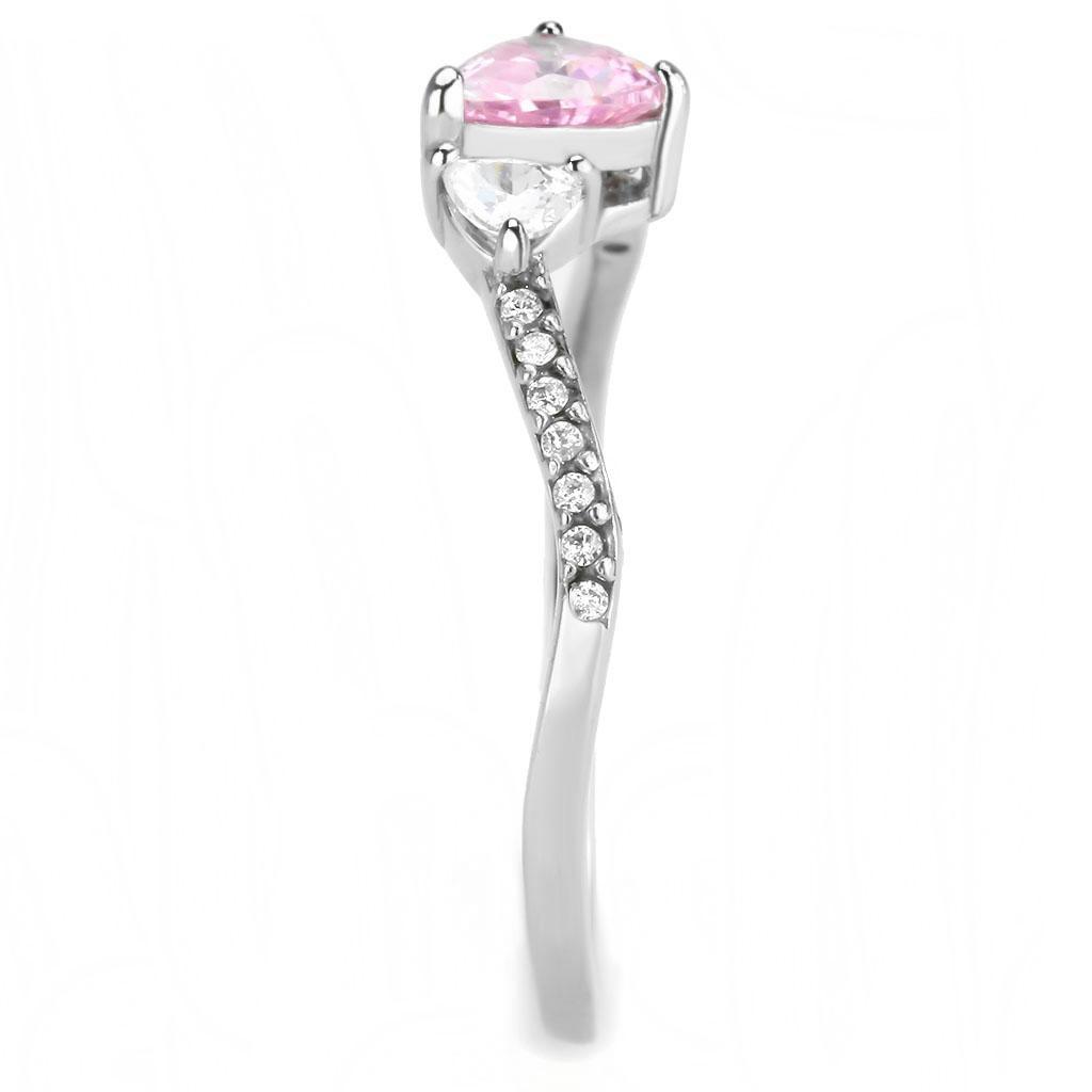 DA384 - High polished (no plating) Stainless Steel Ring with AAA Grade CZ  in Rose LuxuryLifeWay Online Store