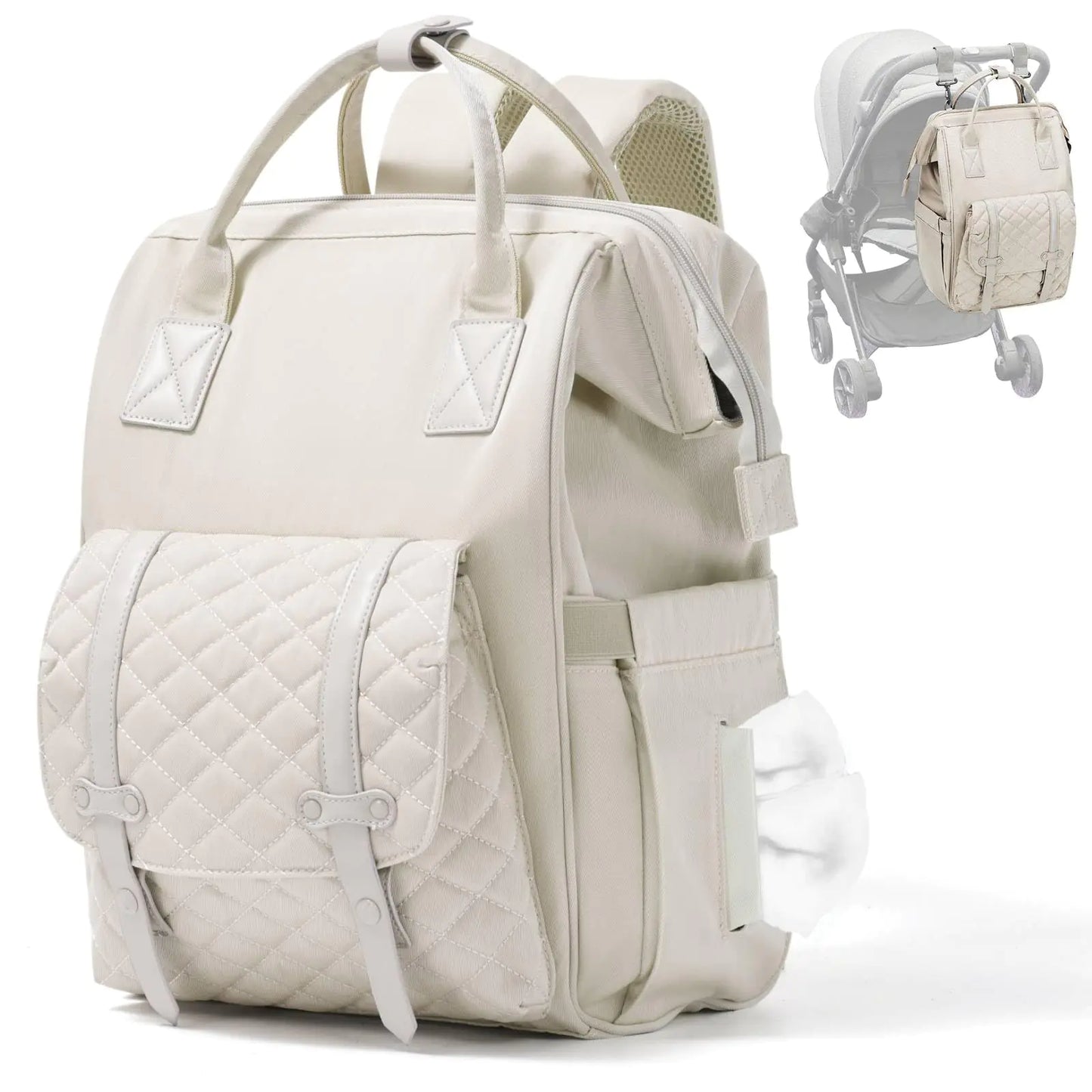 Diaper Bag Baby Travle Essentials Backpack for Dad Boy Girls MomLarge Capacity Waterproof Tote Newborn Essentials Diper Bag Backpack with Changing Pad Stroller Straps and USB Charging PortBeige