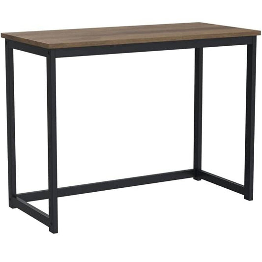 Small Home Office Modern Laptop Computer Desk Table Metal Frame Brown Wood Top LuxuryLifeWay Online Store