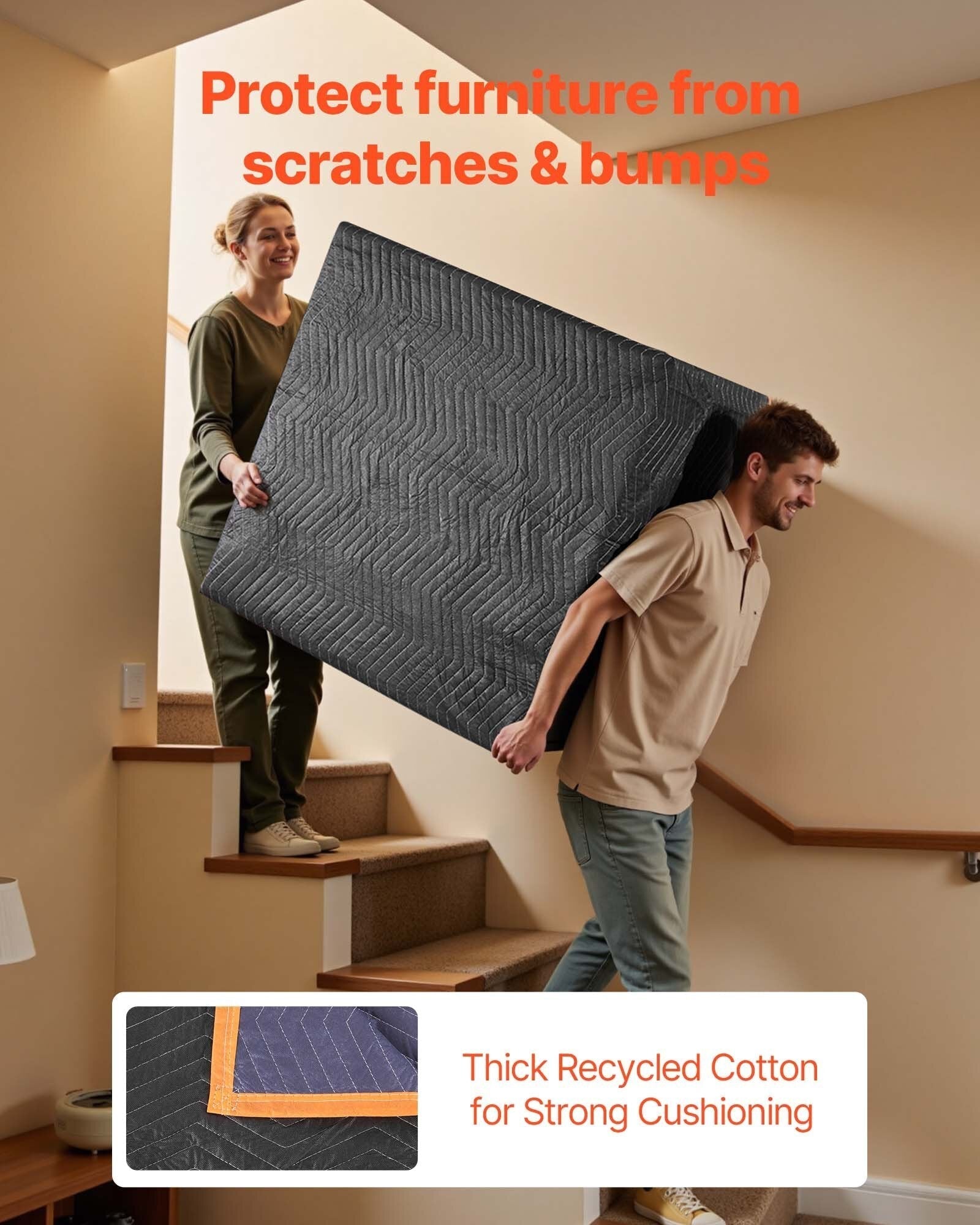Moving Blankets 6 Pcs, 72 x 40 in (32 lbs/dz) Large Packing Blankets with Cotton Filling, Heavy Duty Nonwoven Fabric Padded Moving Blanket for Shipping, Wrapping, Protecting Furniture LuxuryLifeWay Online Store