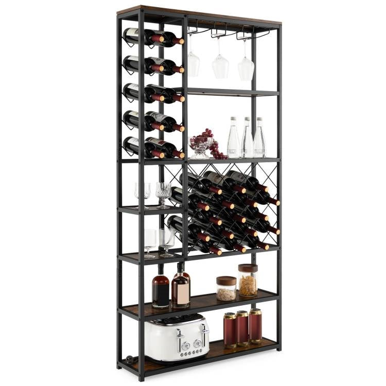 Heavy Duty Industrial Metal Wood 6 Tier Wine Rack Kitchen Storage Shelving Unit LuxuryLifeWay Online Store