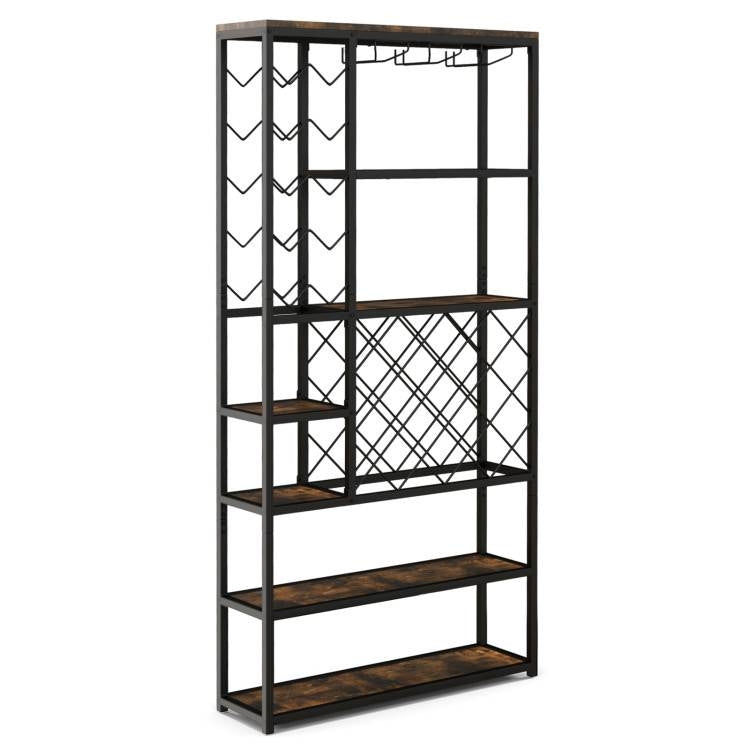 Heavy Duty Industrial Metal Wood 6 Tier Wine Rack Kitchen Storage Shelving Unit LuxuryLifeWay Online Store