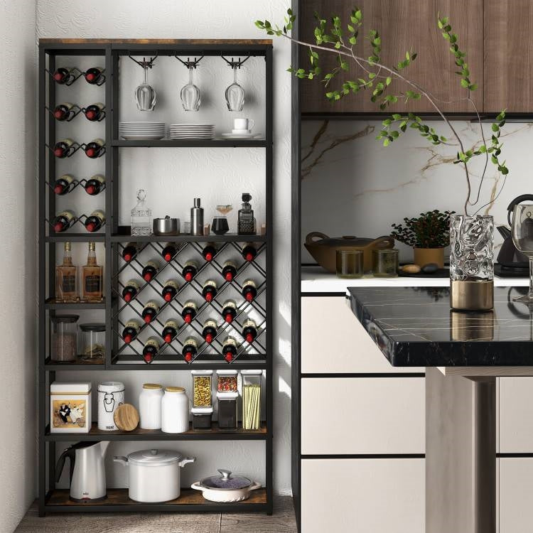 Heavy Duty Industrial Metal Wood 6 Tier Wine Rack Kitchen Storage Shelving Unit LuxuryLifeWay Online Store