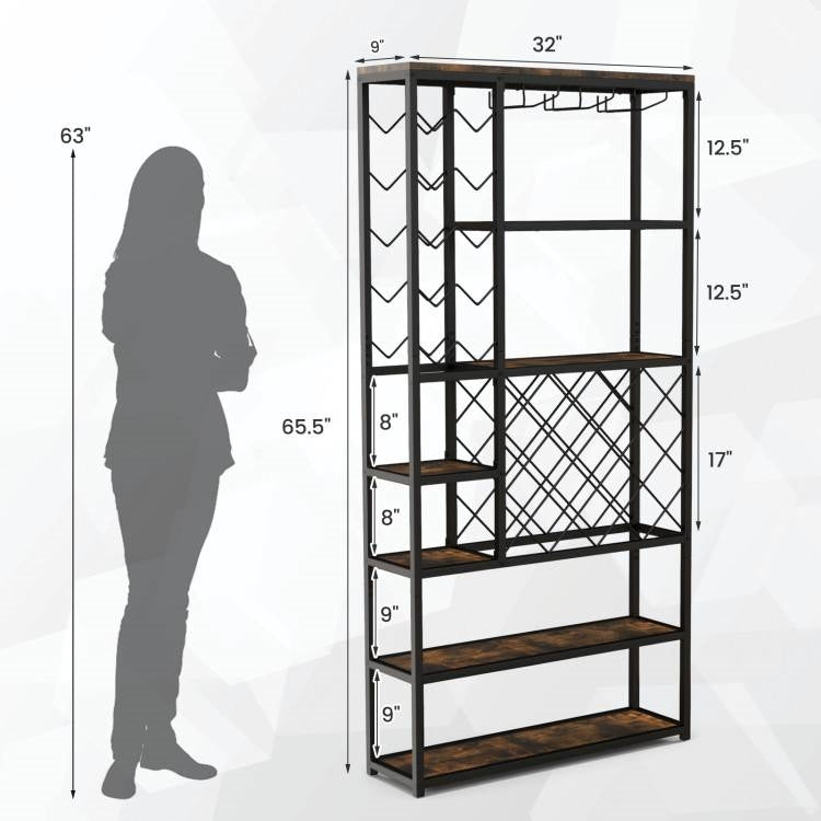 Heavy Duty Industrial Metal Wood 6 Tier Wine Rack Kitchen Storage Shelving Unit LuxuryLifeWay Online Store