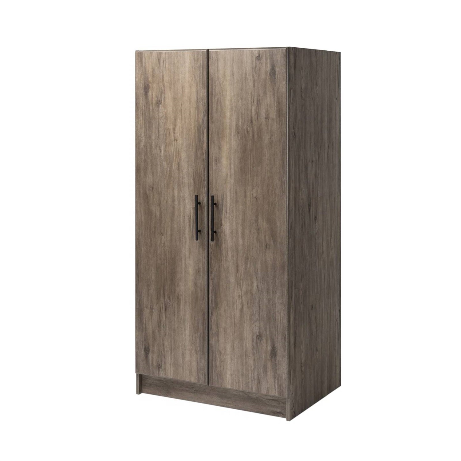 Bedroom Armoire Wardrobe Cabinet with Hanging Rail in Grey Brown Wood Finish LuxuryLifeWay Online Store
