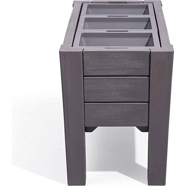 Espresso Rectangular Plastic Raised Garden Bed Planter Box with Removeable Trays LuxuryLifeWay Online Store