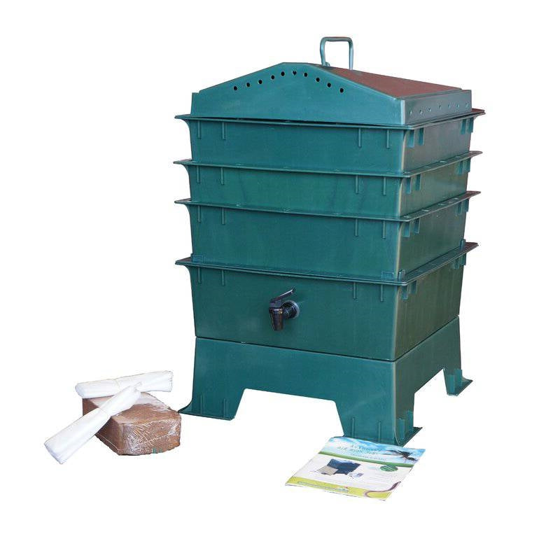 Dark Green Vermicompost 3-Tray Worm Composter with Compost Worm Tea Spigot LuxuryLifeWay Online Store