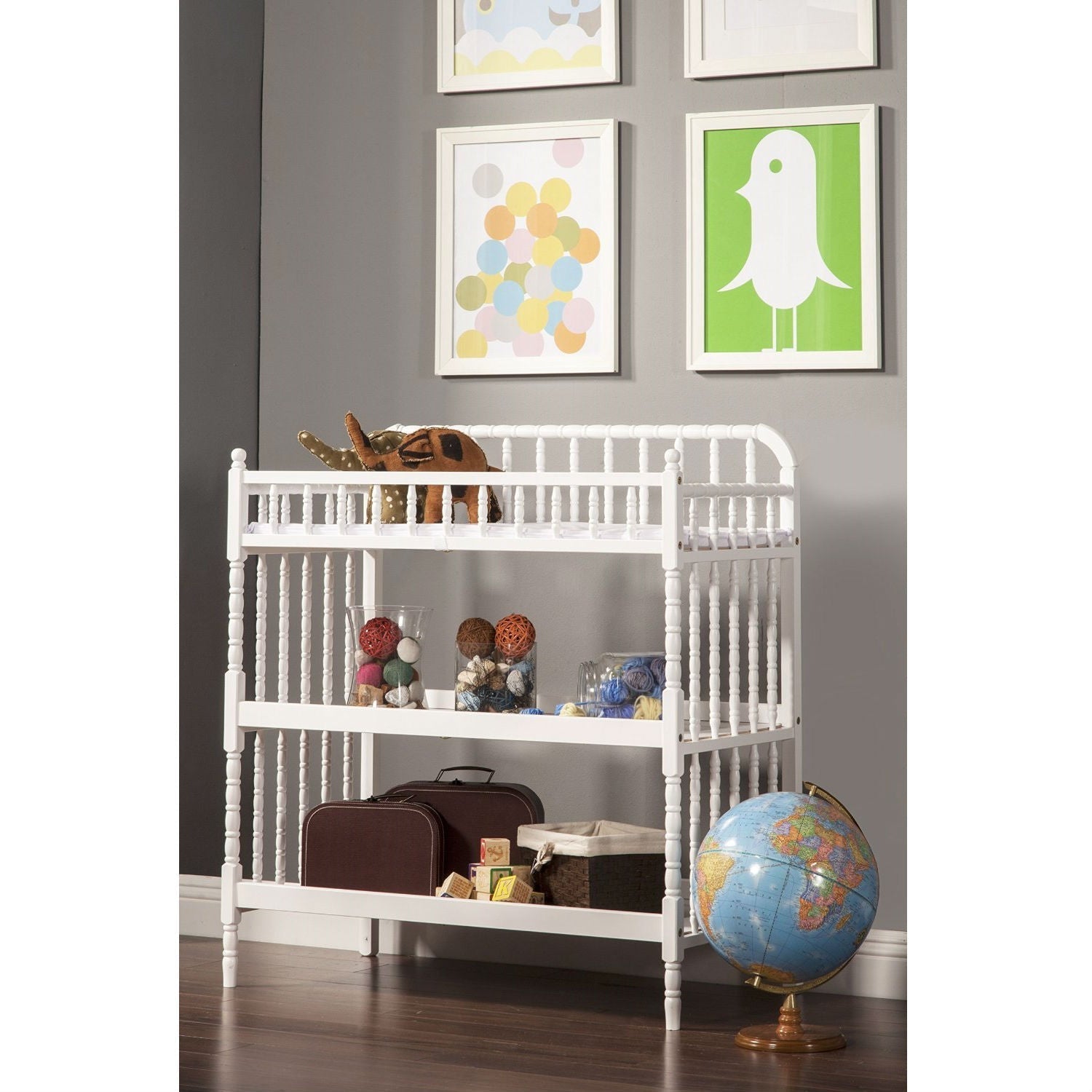 White Wood Changing Table with 1-inch Waterproof Changing Pad LuxuryLifeWay Online Store