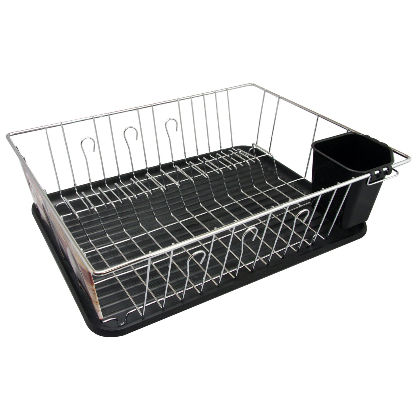 Megachef 16 Inch Chrome Plated and Plastic Counter Top Drying Dish Rack in Black LuxuryLifeWay Online Store