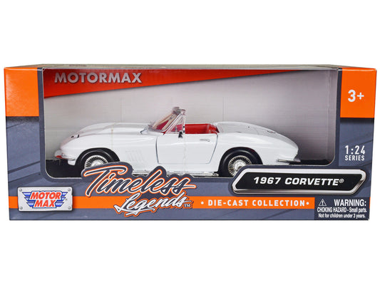 1967 Chevrolet Corvette C2 Convertible White with Red Interior "Timeless Legends" Series 1/24 Diecast Model Car by Motormax LuxuryLifeWay Online Store