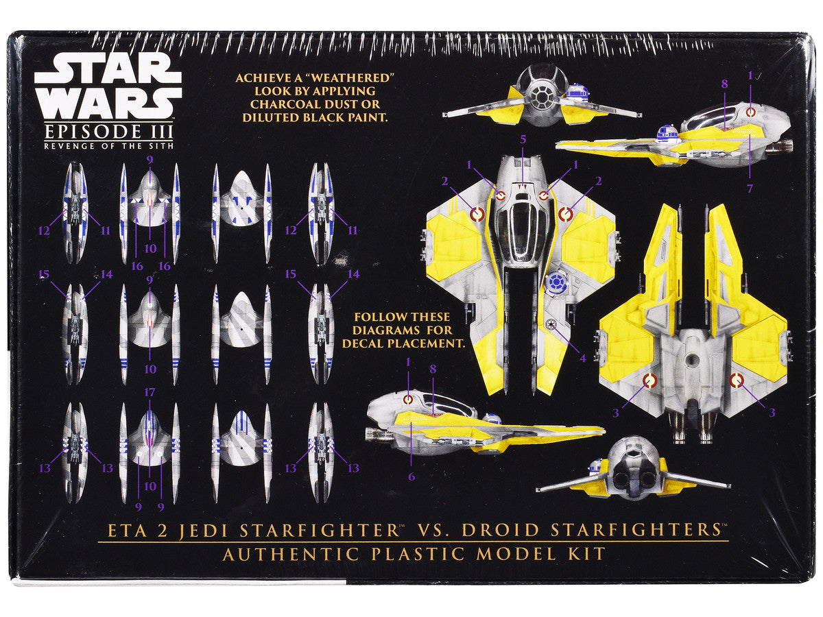 Skill 2 Model Kit ETA 2 Jedi Starfighter VS. Droid Starfighters 4 Model Set "Star Wars: Episode III - Revenge of the Sith" (2005) Movie 1/48 Scale Model by AMT LuxuryLifeWay Online Store