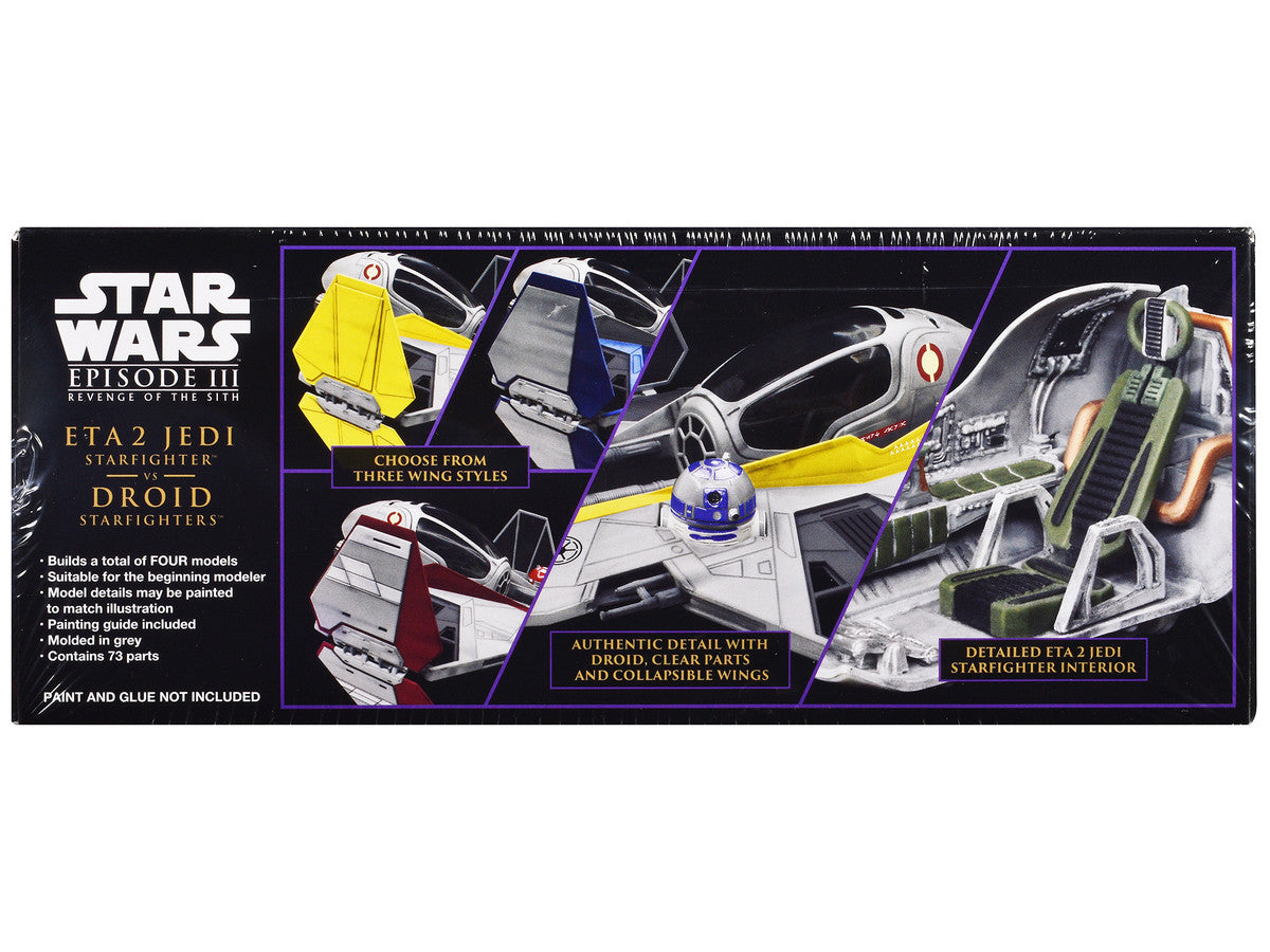 Skill 2 Model Kit ETA 2 Jedi Starfighter VS. Droid Starfighters 4 Model Set "Star Wars: Episode III - Revenge of the Sith" (2005) Movie 1/48 Scale Model by AMT LuxuryLifeWay Online Store