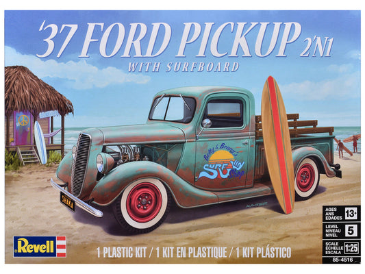 Level 5 Model Kit 1937 Ford Pickup Truck with Surfboard 2-in-1 Kit 1/25 Scale Model by Revell LuxuryLifeWay Online Store