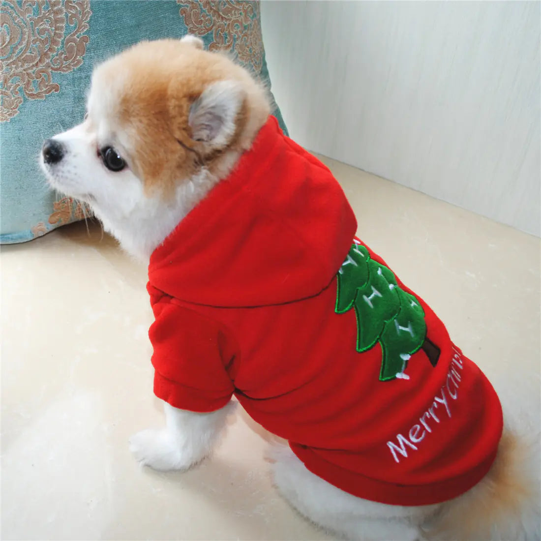 Thick Fluffy Hooded Jacket for Puppies - Christmas Style