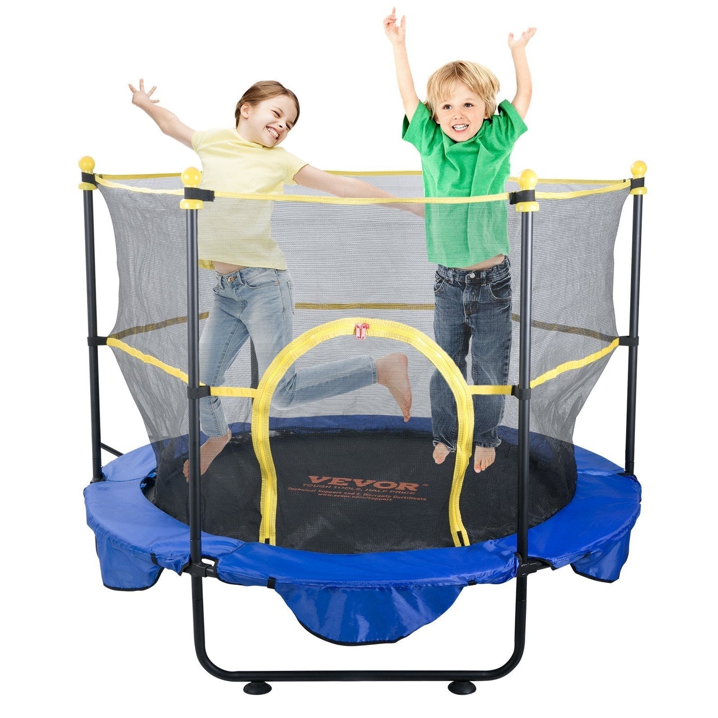 5FT Trampoline for Kids, 60" Indoor Outdoor Trampoline with Safety Enclosure Net, Basketball Hoop and Ocean Balls, Mini Toddler Recreational Trampoline Birthday Gifts for 3+ Years Kids LuxuryLifeWay Online Store