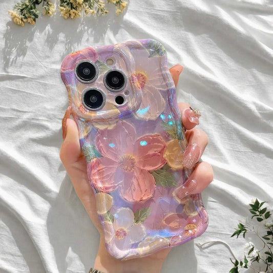 Retro Oil Painting Case for iPhone 13 14 15 16 - Luxury Flower Print Silicone Cover, Artistic Style, Shockproof Design LuxuryLifeWay Online Store