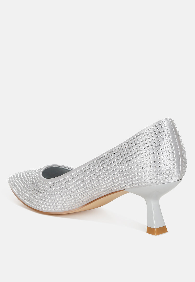 Dinah Rhinestones Embellished Kitten Heel Pumps LuxuryLifeWay Online Store