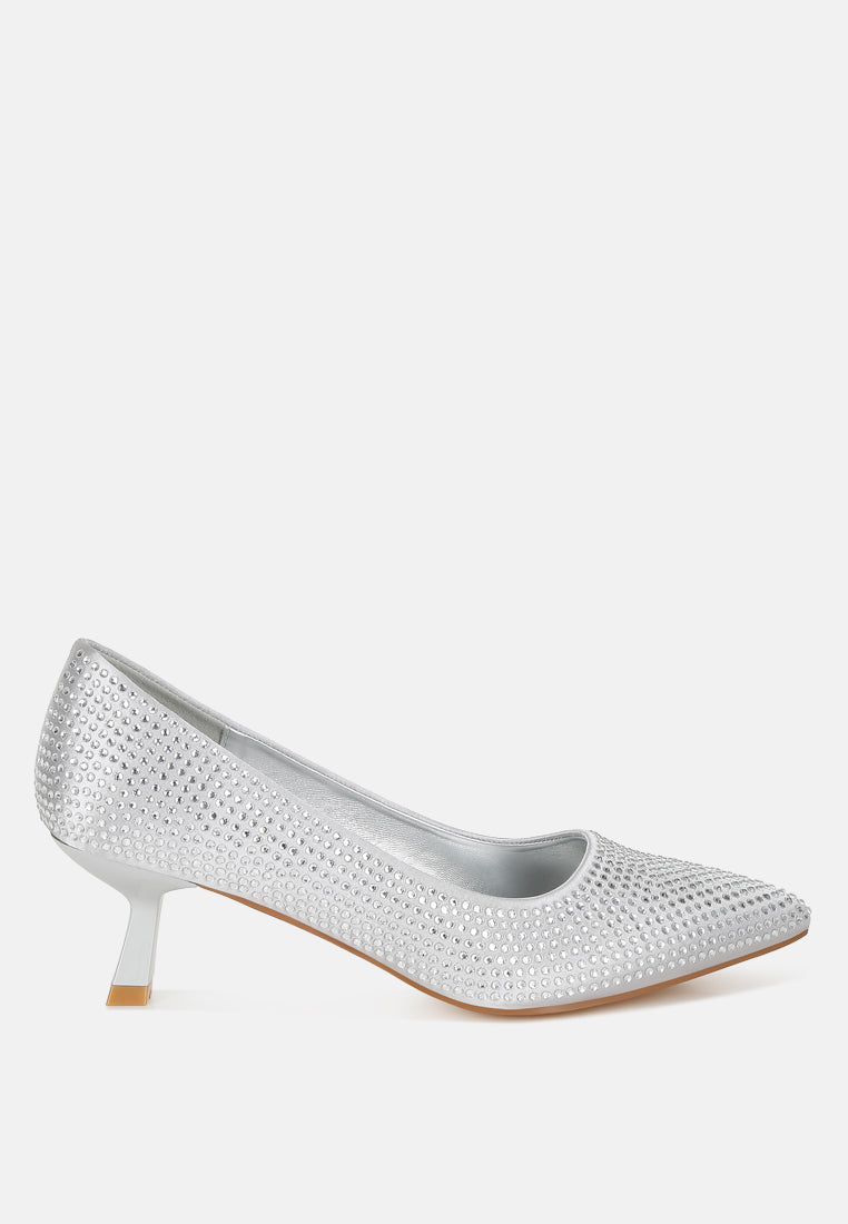 Dinah Rhinestones Embellished Kitten Heel Pumps LuxuryLifeWay Online Store