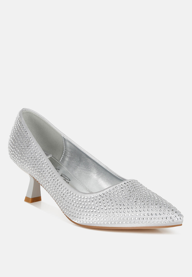 Dinah Rhinestones Embellished Kitten Heel Pumps LuxuryLifeWay Online Store