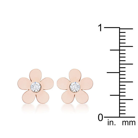 Daisy 0.3ct CZ Rose Gold Stainless Steel Flower Stud Earrings LuxuryLifeWay Online Store