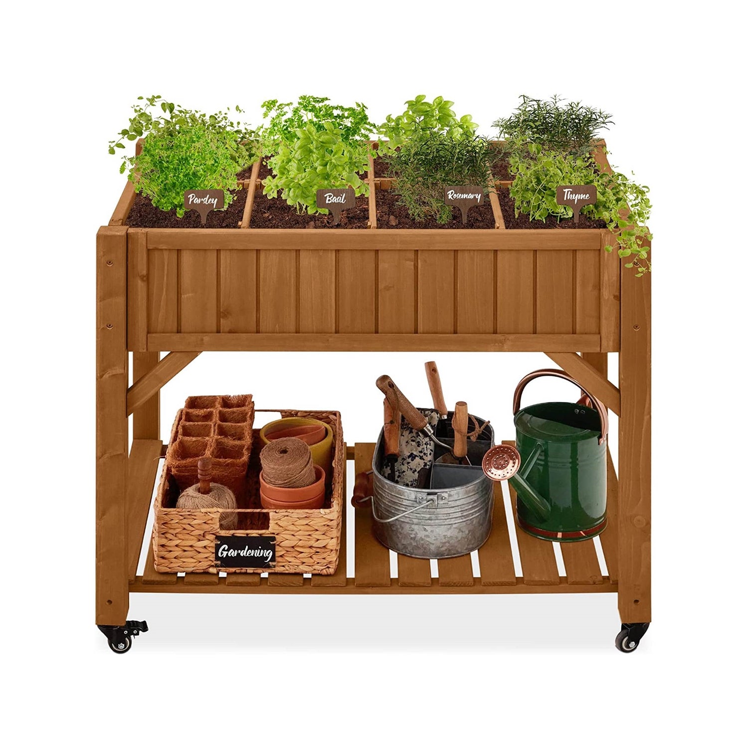 Outdoor Elevated Raised Garden Bed Planter Box with Locking Wheels LuxuryLifeWay Online Store
