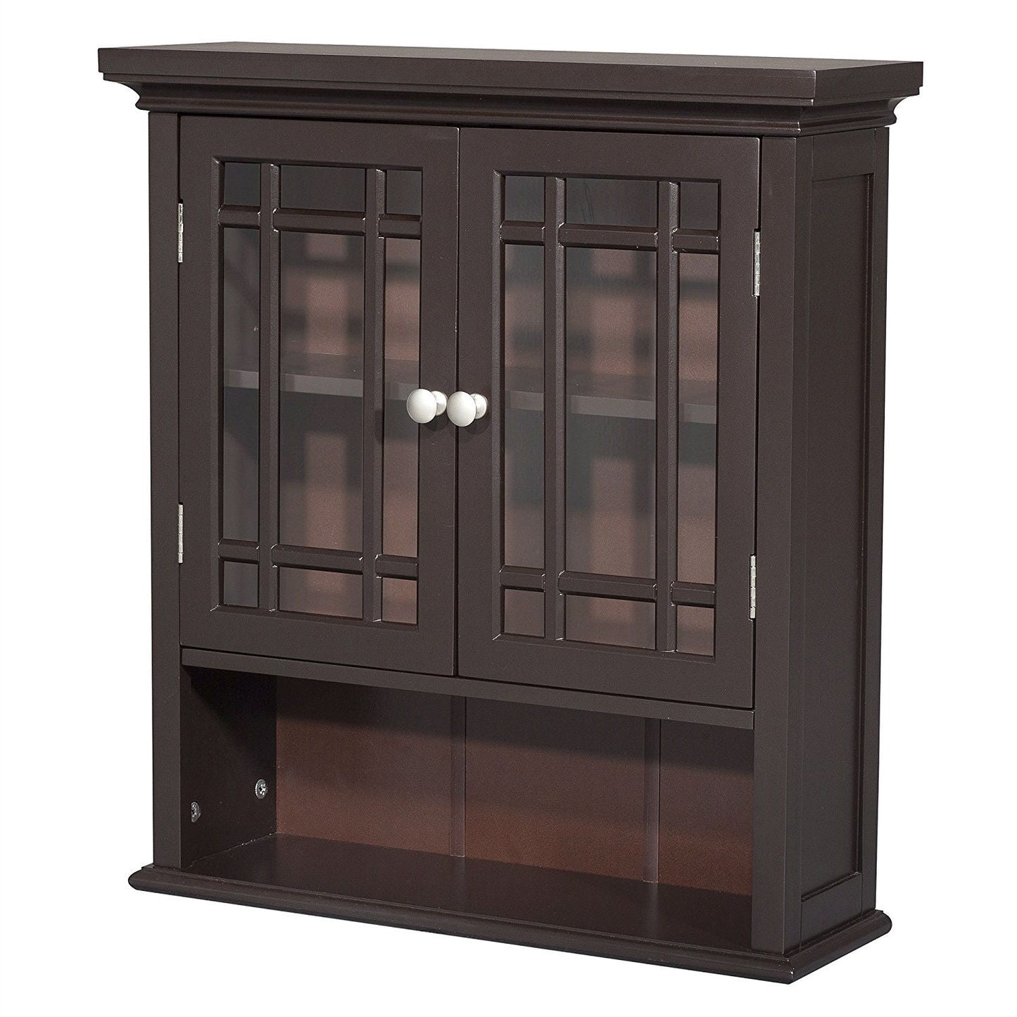 Dark Espresso 2-Door Bathroom Wall Cabinet with Open Shelf LuxuryLifeWay Online Store