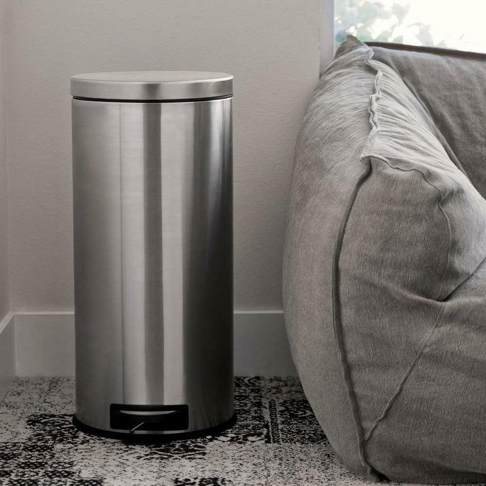 8-Gallon Round Stainless Steel Step Trash Can Kitchen Bathroom Home Office LuxuryLifeWay Online Store