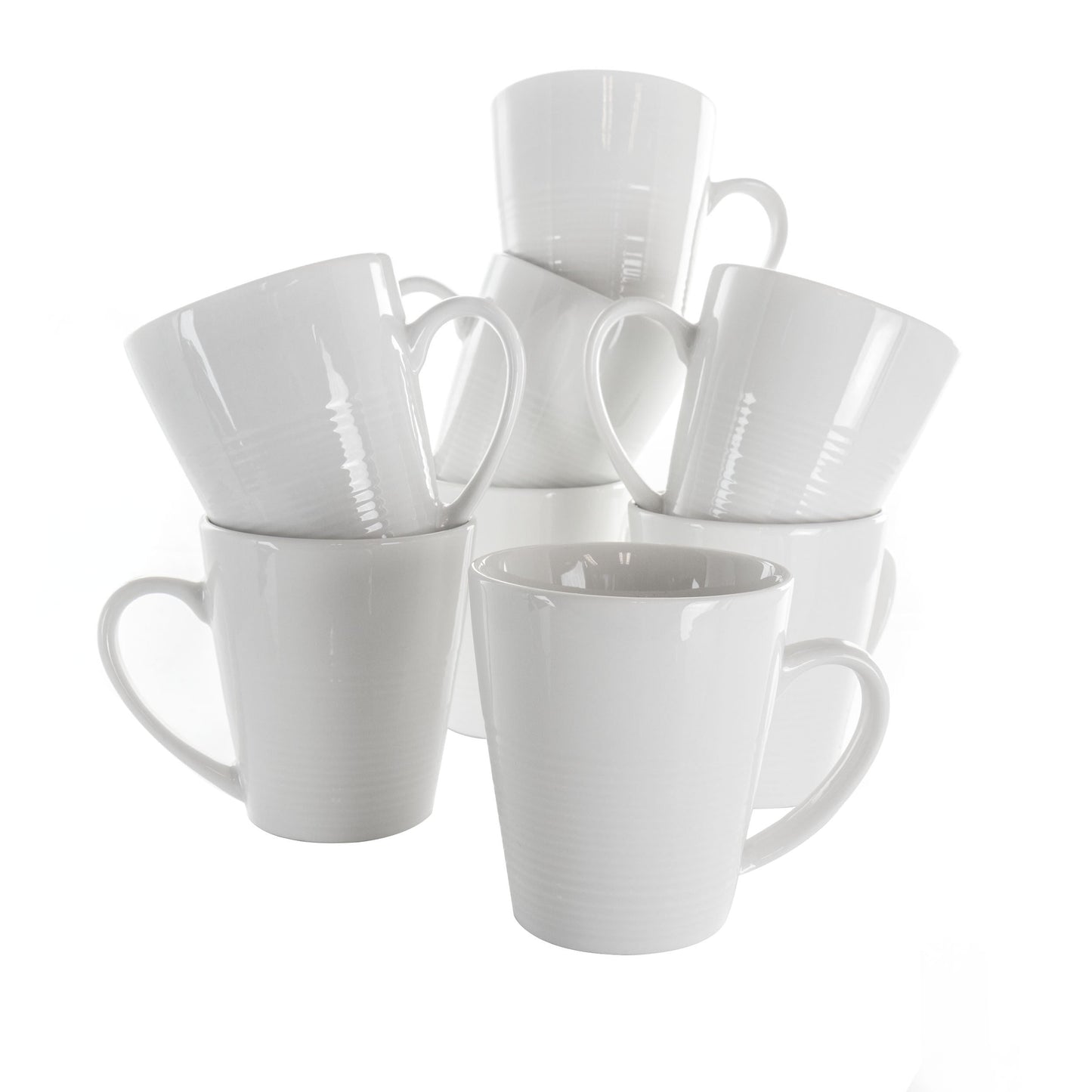 Elama Amie 8 Piece 12 Ounce Porcelain Mug Set in White LuxuryLifeWay Online Store