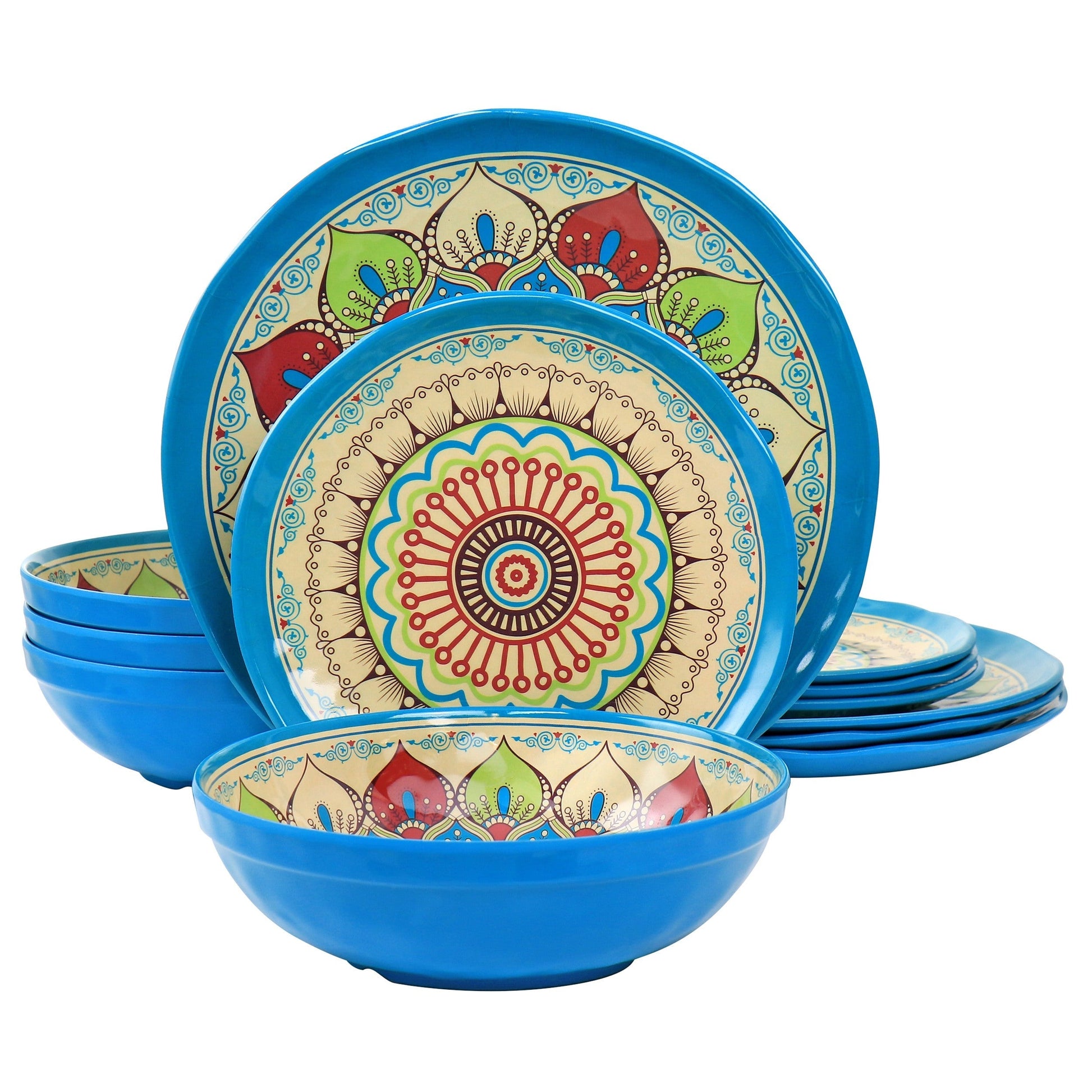 Elama Camilla 12 Piece Melamine Dinnerware Set LuxuryLifeWay Online Store