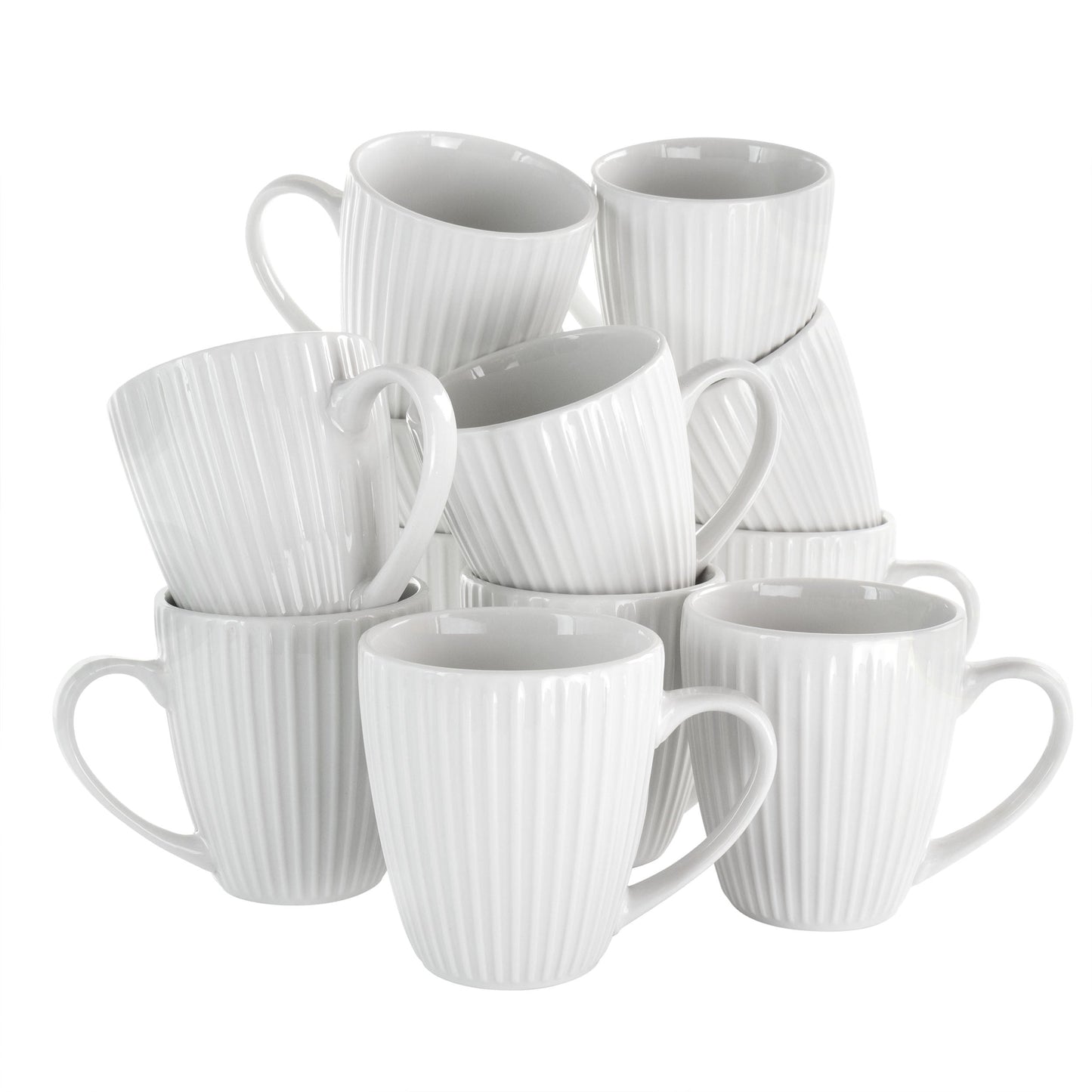 Elama Elle 12 Piece Round Porcelain Mug Set in White LuxuryLifeWay Online Store