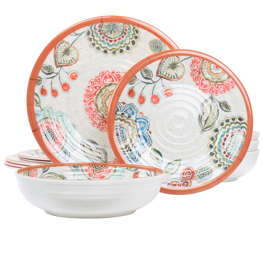 Elama Ester 12 Piece Melamine Dinnerware Set LuxuryLifeWay Online Store