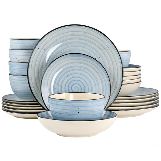 Elama Gia 24 Piece Round Stoneware Dinnerware Set in Light Blue LuxuryLifeWay Online Store