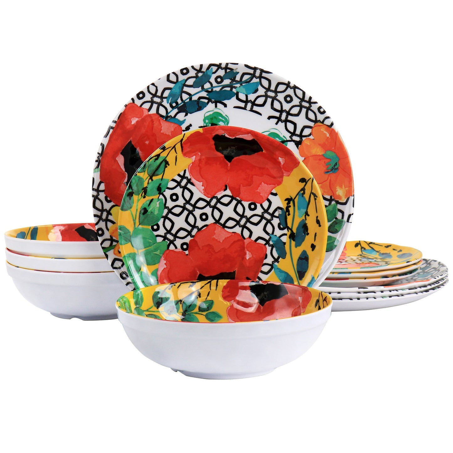 Elama Grace 12 Piece Melamine Dinnerware Set LuxuryLifeWay Online Store