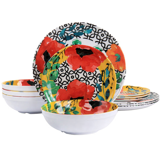 Elama Grace 12 Piece Melamine Dinnerware Set LuxuryLifeWay Online Store