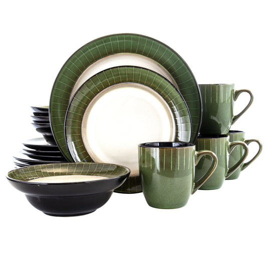 Elama Grand Jade 16 Piece Luxurious Stoneware Dinnerware with Complete Setting for 4, 16pc LuxuryLifeWay Online Store