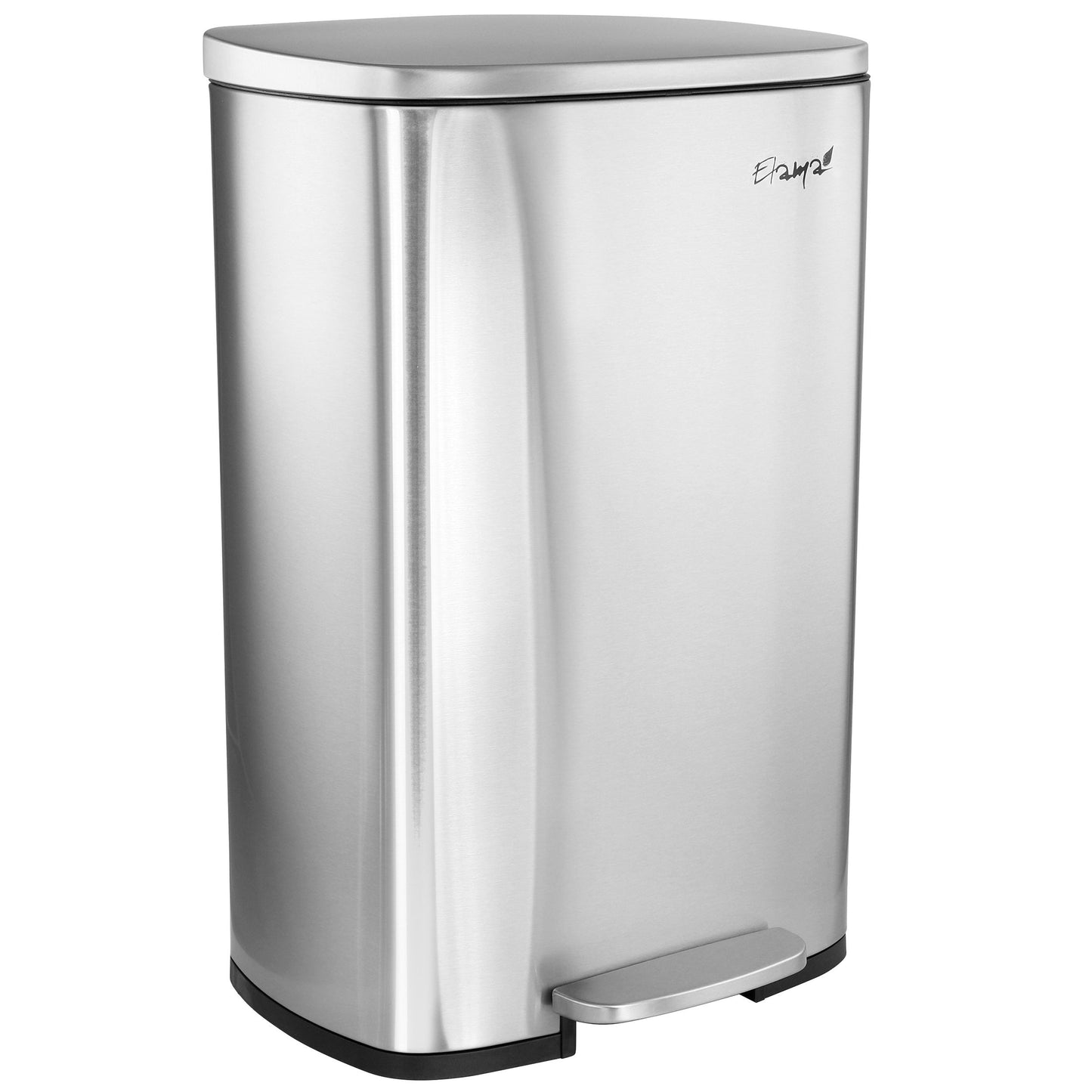 Elama 50 Liter/13 Gallon Rectangular Stainless Steel Step Trash Bin with Slow Close Mechanism in Matte Silver LuxuryLifeWay Online Store