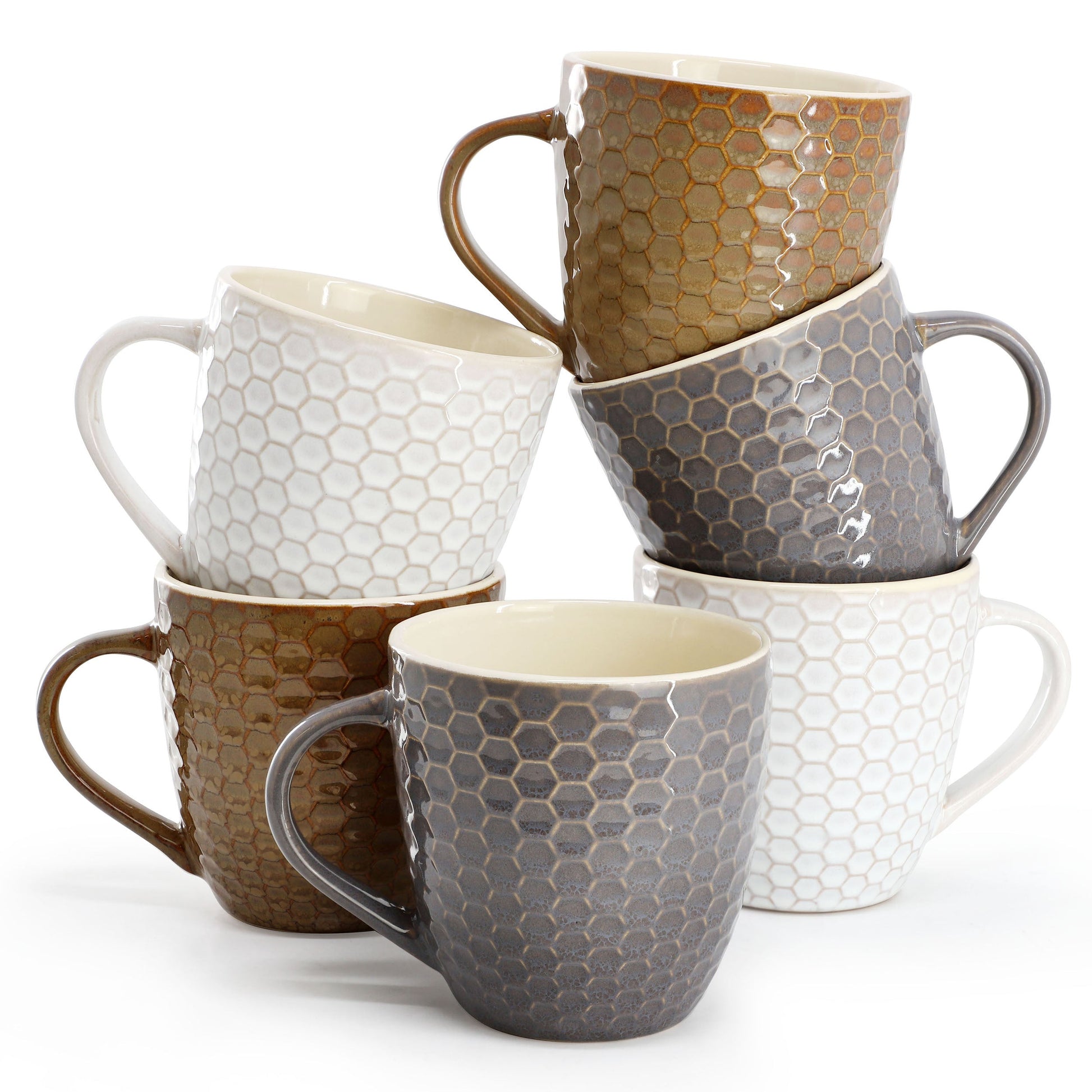 Elama Honeycomb 6-Piece 15 oz. Mug Set, Assorted Colors LuxuryLifeWay Online Store