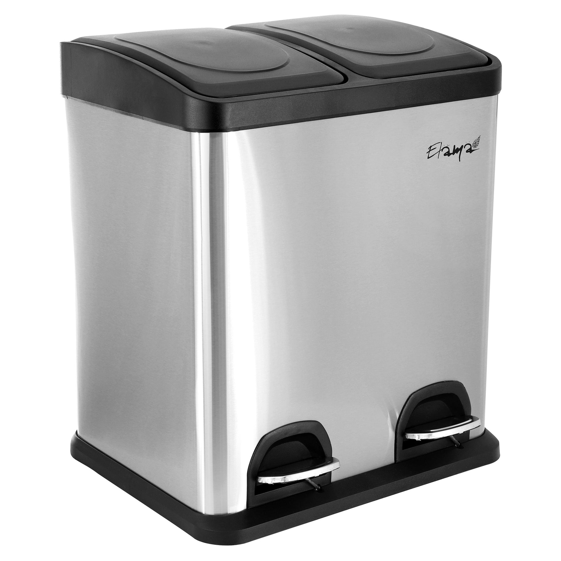 Elama 2 Section 15 Liter/ 4 Gallon Each Section Trash and Recycling Step Bin in Matte Silver LuxuryLifeWay Online Store