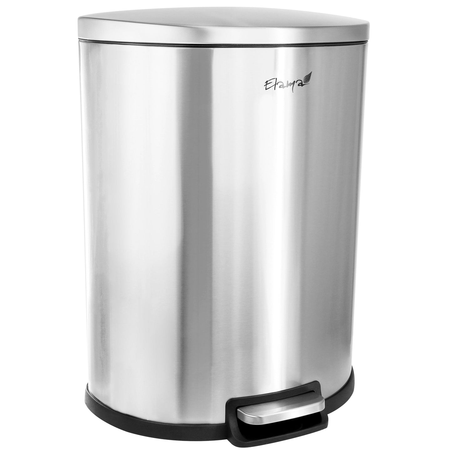 Elama 50 Liter 13 Gallon Half Circle Stainless Steel Step Trash Bin with Slow Close Mechanism in Matte Silver LuxuryLifeWay Online Store
