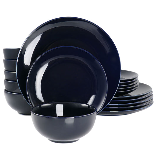 Elama Luna 18 Piece Porcelain Dinnerware Set in Dark Blue LuxuryLifeWay Online Store